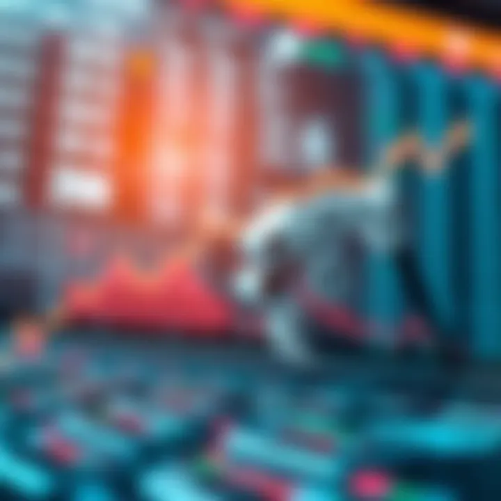 Conceptual illustration of Kenya's financial market with digital technology and regulatory symbols