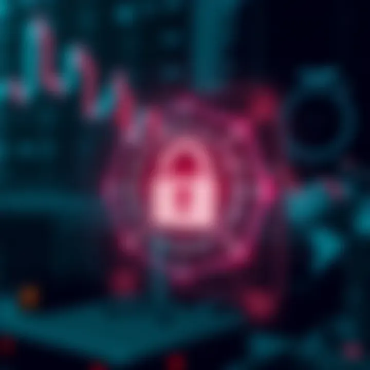 Illustration of secure financial data protection with digital locks and security symbols