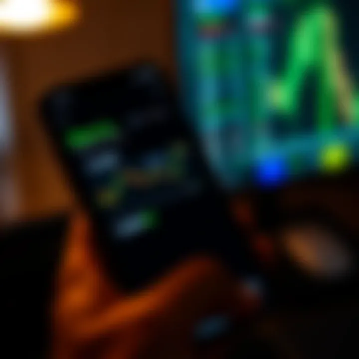 Mobile phone displaying the Deriv APK interface with trading charts and options