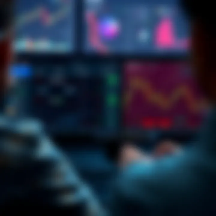 Illustration of a trading dashboard displaying bot settings and performance metrics