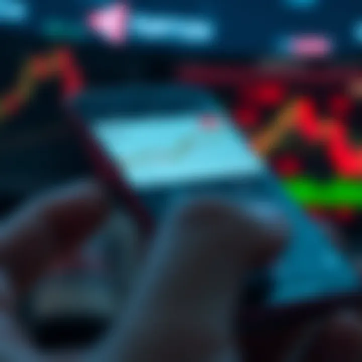 Mobile device displaying Deriv app interface with trading charts and options