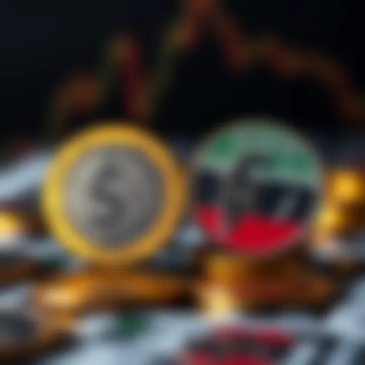 Economic Indicators Affecting Euro-Kenyan Shilling Exchange Rate Illustration of economic indicators influencing currency value with Euro and Kenyan currency symbols