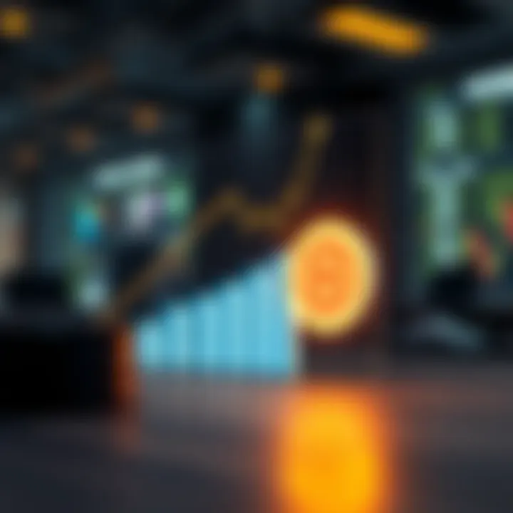 Illustration of a business growth chart with rising bars and a glowing target symbolizing strategic financing success