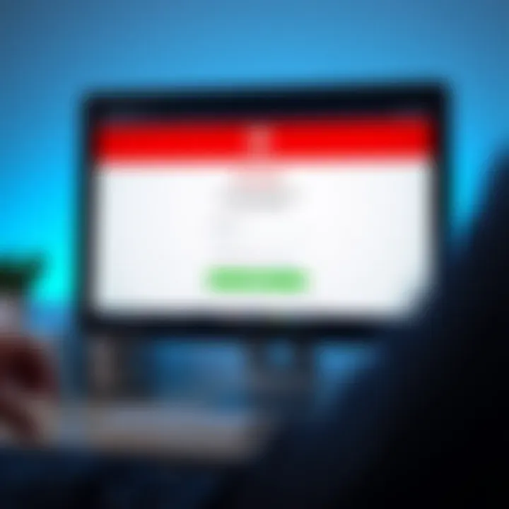 Computer screen showing IQ Option account setup screen with registration form