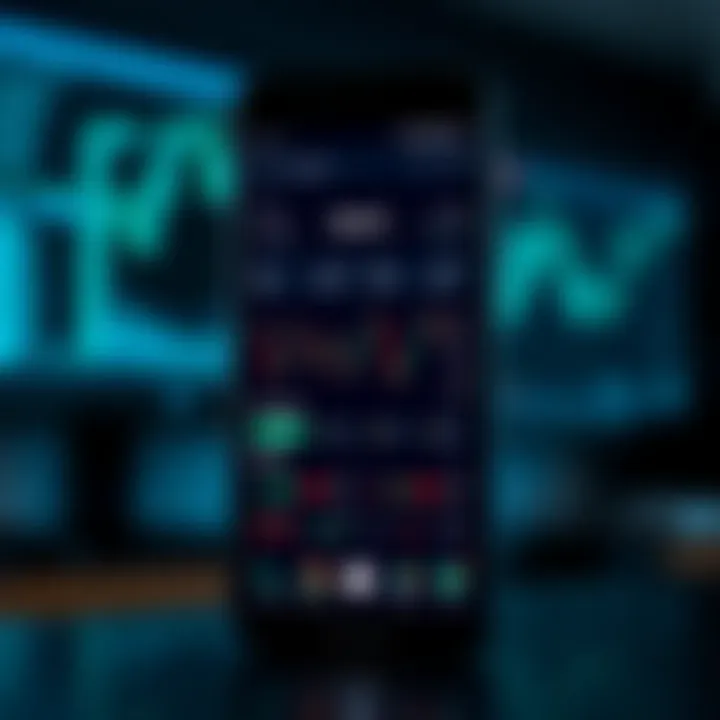 Smartphone displaying the Deriv app interface with trading charts and market data