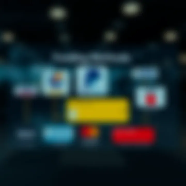 Illustration of various payment methods available for funding Deriv trading account