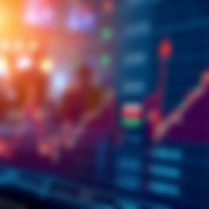 Graph showing rising and falling stock prices with Kenyan flag symbol