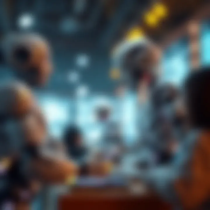 Visual representation of communication bots interacting with users across multiple platforms