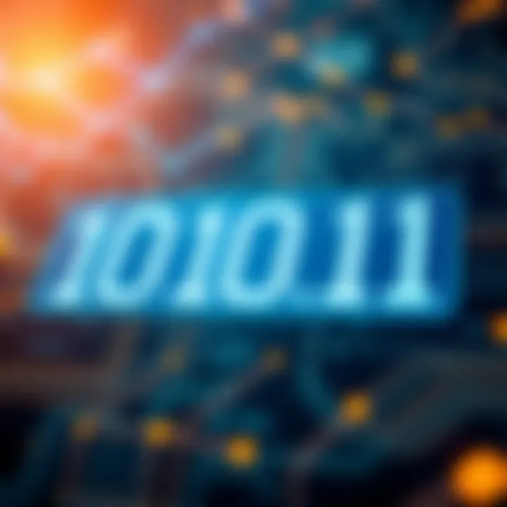 Diagram showing binary digits representing data in digital circuits