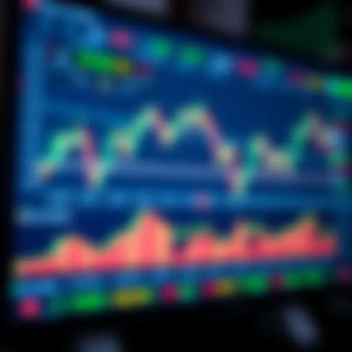 Illustration of binary trading interface with candlestick charts and financial data on a digital screen