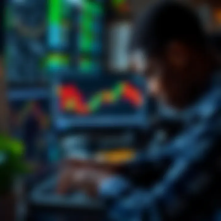 Kenyan trader analyzing financial data on a laptop using a demo trading platform