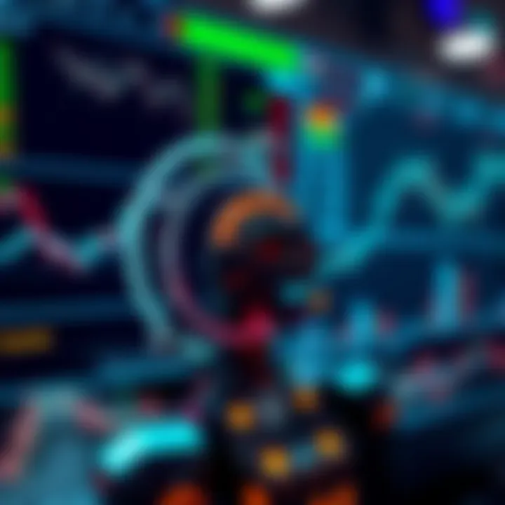 Diagram showing automated trading bot connected to financial charts and data streams