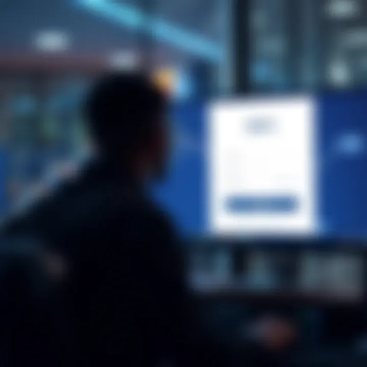 User logging into the Deriv platform on a computer screen in a secure environment