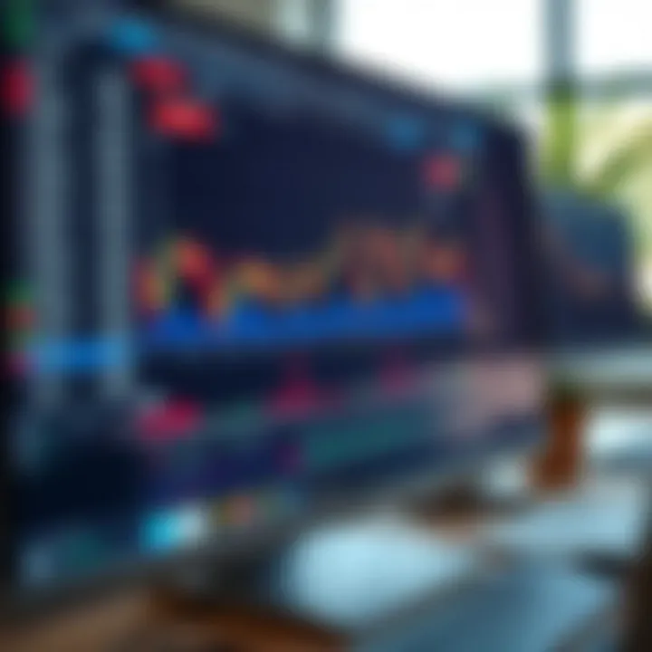 Computer screen displaying trading platform interface with charts and trading options