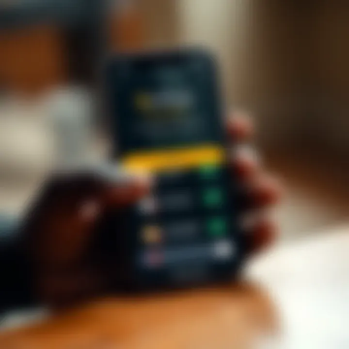 Mobile phone displaying the DmPesa app interface with various transaction options