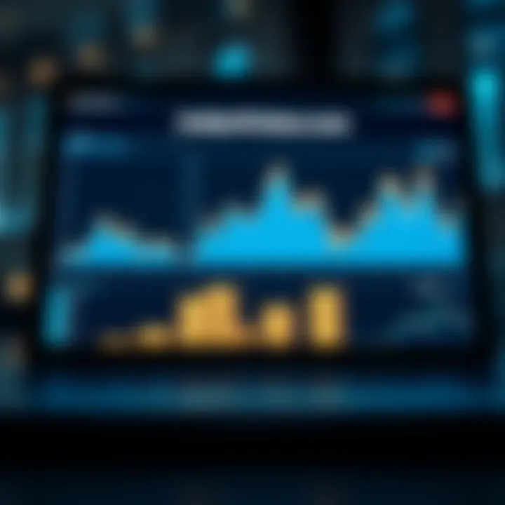 Digital interface showing financial graphs and currency symbols representing online income tools