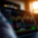 Graphical representation of a forex demo trading platform with currency charts and virtual money balance