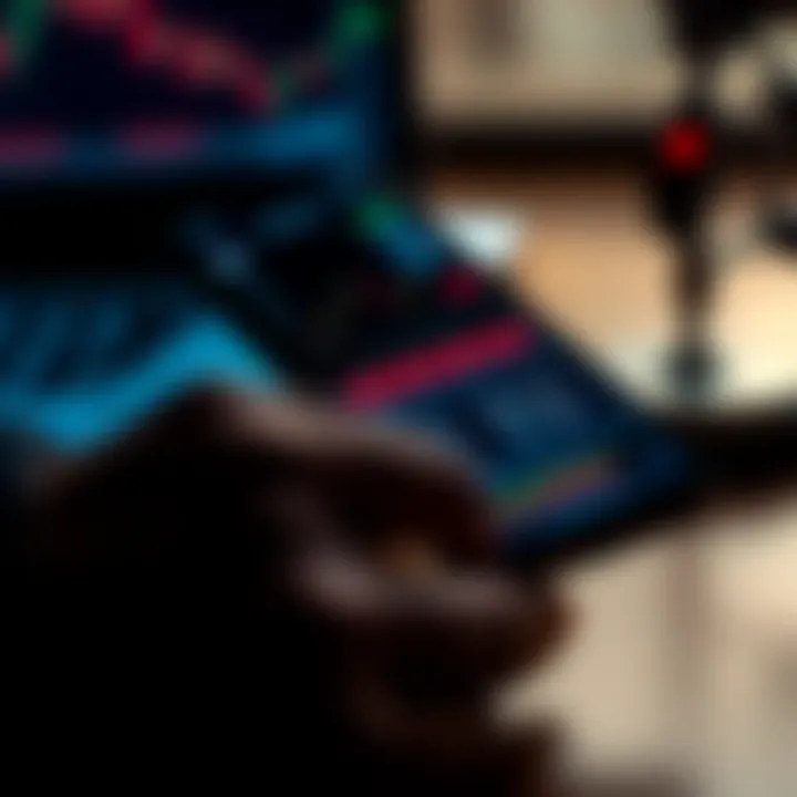 Financial Trading Application Interface on Smartphone Smartphone displaying a financial trading application interface with charts and market data