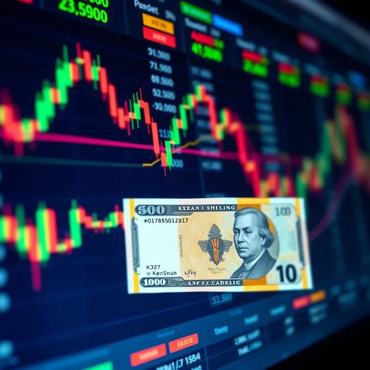 Visual representation of a forex trading platform showing currency pairs and market data with Kenyan Shilling highlighted