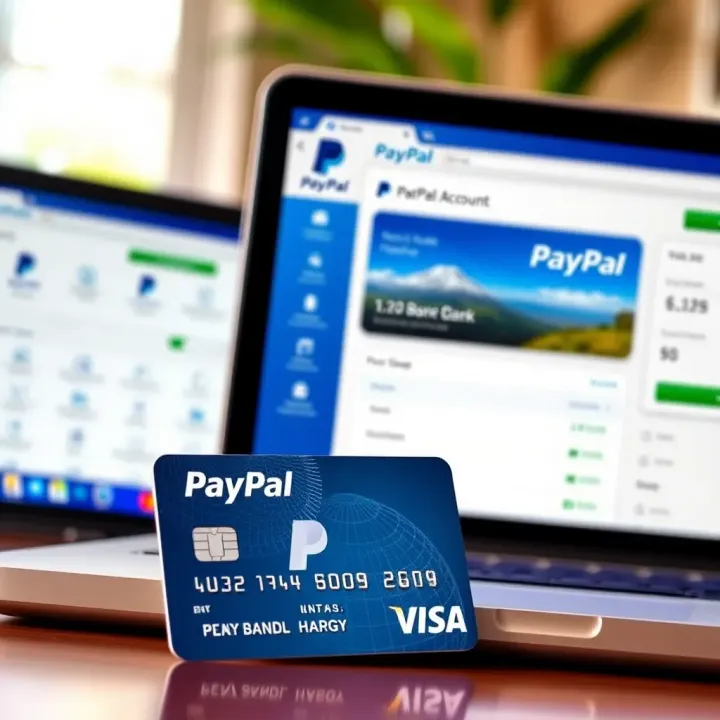 Linking Local Bank Accounts for PayPal Withdrawals Kenyan bank card placed next to a laptop showing PayPal account dashboard
